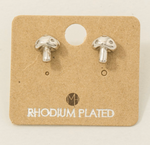 Gold Plated Mushroom Stud Earrings - Silver or Gold
