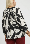 Leaf Print Baloon Sleeve Blouse (S-2XL)