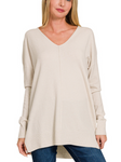 Viscose Front Seam Sweater - Orange or Bone (S/M, L/XL)