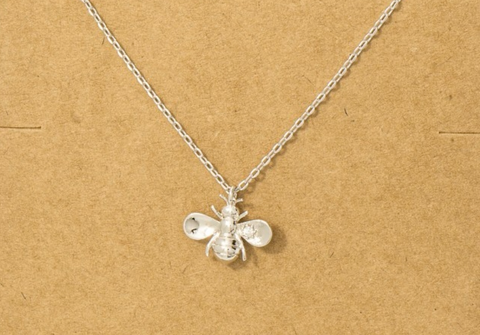 Gold Dipped Bee Pendant Necklace - Gold or Silver