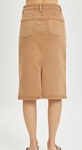 High Rise Back Slit Midi Jean Skirt - Cocoa (S-L)
