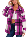 Oversized Plaid Shacket - Light Plum (S-L)