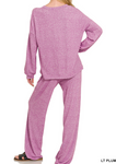 Long Sleeve Hacci Top and Pants Set - Light Plum (S-L)