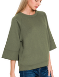 3/4 Sleeve Slick Pullover - Light Navy, Ash Jade or Dark Olive (S/M, L/XL)