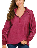 Two Tone Half-Zip Pullover - Multiple Colors (S/M-L/XL)