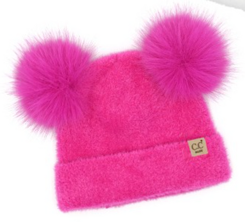 CC Baby Chenille Double Pom - Hot Pink