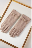 Gold Trim Bow Knot Gloves - Black, Ivory or Taupe