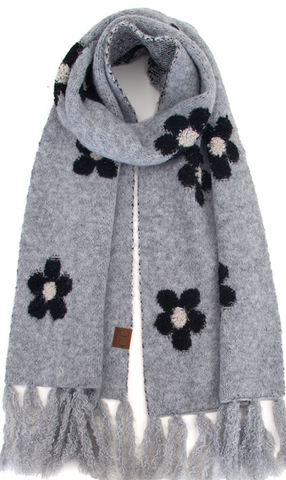 CC Daisy Pattern Scarf - Gray
