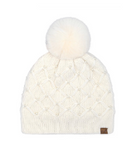 CC Pearl Crochet Pom Beanie - Ivory
