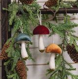 Velvet Mushroom Ornament - Red, Teal or Marigold