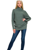 Dolman Sleeve Mock Neck Sweater - Cabernet or Ash Jade (S-L)