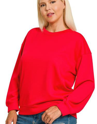 Scuba Sweatshirt - Ruby (1X-3X)