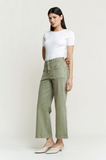 High Rise Cropped Utility Jeans - Light Olive (26-32)