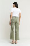 High Rise Cropped Utility Jeans - Light Olive (26-32)