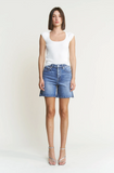 High Rise Longer Inseam Jean Shorts - Medium or Light Wash (S-2X)
