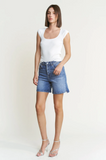High Rise Longer Inseam Jean Shorts - Medium or Light Wash (S-2X)