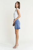 High Rise Longer Inseam Jean Shorts - Medium or Light Wash (S-2X)