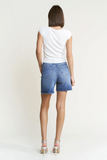 High Rise Longer Inseam Jean Shorts - Medium or Light Wash (S-2X)