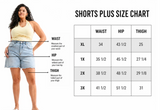 High Rise Longer Inseam Jean Shorts - Medium or Light Wash (S-2X)