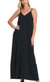 V-Neck Maxi Dress - Black (S-L)