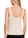 Double Layered Scoop Tank - White (S-L)