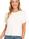 Cropped Round Neck Tee - Black or Ivory (S-L)