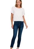 Cropped Round Neck Tee - Black or Ivory (S-L)