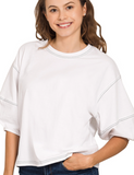 Elbow Balloon Sleeve Tee - White (S-L)