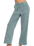 Straight Leg Utility Jeans - Brown or Teal (S-XL)