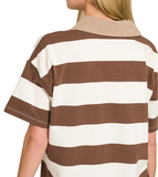 Striped Polo - Brown (S-L)