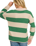 Striped Hacci Rugby Sweater - Charcoal and Sand Beige (S-L)
