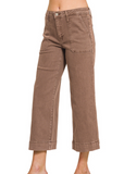 Cropped Wide Leg Jeans - Brown (S-XL)