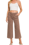 Cropped Wide Leg Jeans - Brown (S-XL)