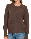 Half-Button Henley Sweater - Dark Brown (S-L)