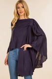 Drape Wrap Poncho - Navy or Denim Blue