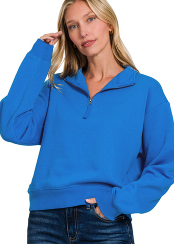 Half-Zip Fleece Sweatshirt - Multiple Colors (S-L)