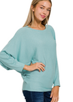 Ribbed Batwing Boatneck Sweater - Multiple Colors (S-3X)