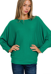 Ribbed Batwing Boatneck Sweater - Multiple Colors (S-3X)