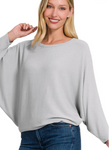 Ribbed Batwing Boatneck Sweater - Multiple Colors (S-3X)