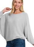 Ribbed Batwing Boatneck Sweater - Multiple Colors (S-3X)