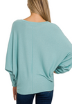 Ribbed Batwing Boatneck Sweater - Multiple Colors (S-3X)