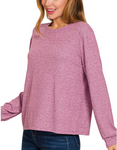 Hacci Round Neck Long Sleeve Shirt - Multiple Colors (S-3X)