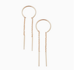 Threader Drop Bar Earrings - Gold or Rose Gold