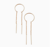 Threader Drop Bar Earrings - Gold or Rose Gold