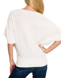 Dolman Sleeve Short Sleeve Sweater - Multiple Colors (S-L)