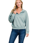 Half-Zip Scuba Pullover - Blue Gray (S)