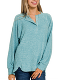 Brushed Hacci Henley Shirt (S/M - 2X/3X)