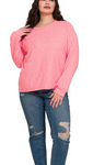 Hacci Round Neck Long Sleeve Shirt - Multiple Colors (S-3X)