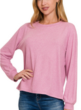 Hacci Round Neck Long Sleeve Shirt - Multiple Colors (S-3X)