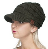 CC Knitted Brim Hat - Ivory, Black or Dark Olive